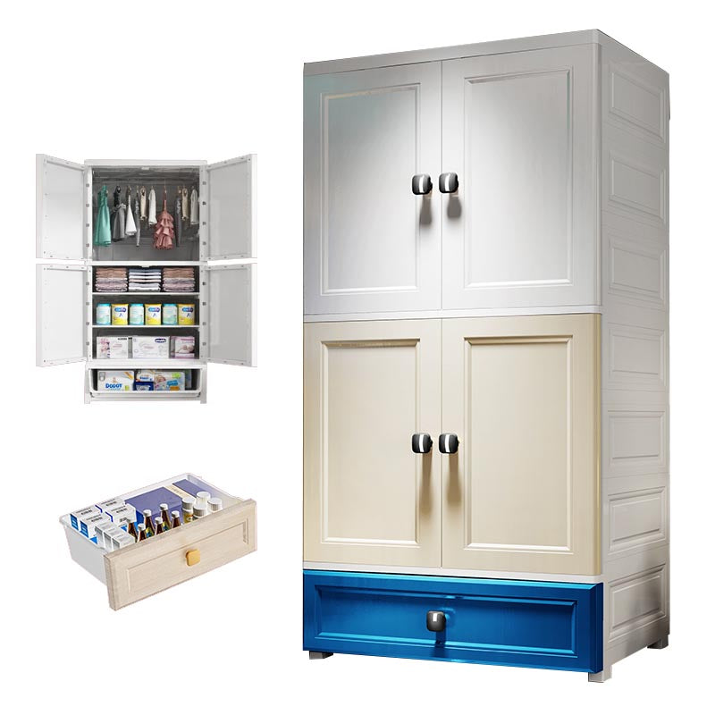 Plastic Wardrobe Armoire Contemporary Hinged Wardrobe Cabinet 27.5"L x 16"W x 63"H With Clothing Rod 2 Clearhalo 'Armoires & Wardrobes' 'armoires_wardrobes' 'Bedroom Furniture' 'furn' 'furn_armoires_wardrobes' 'Furniture' 5912997