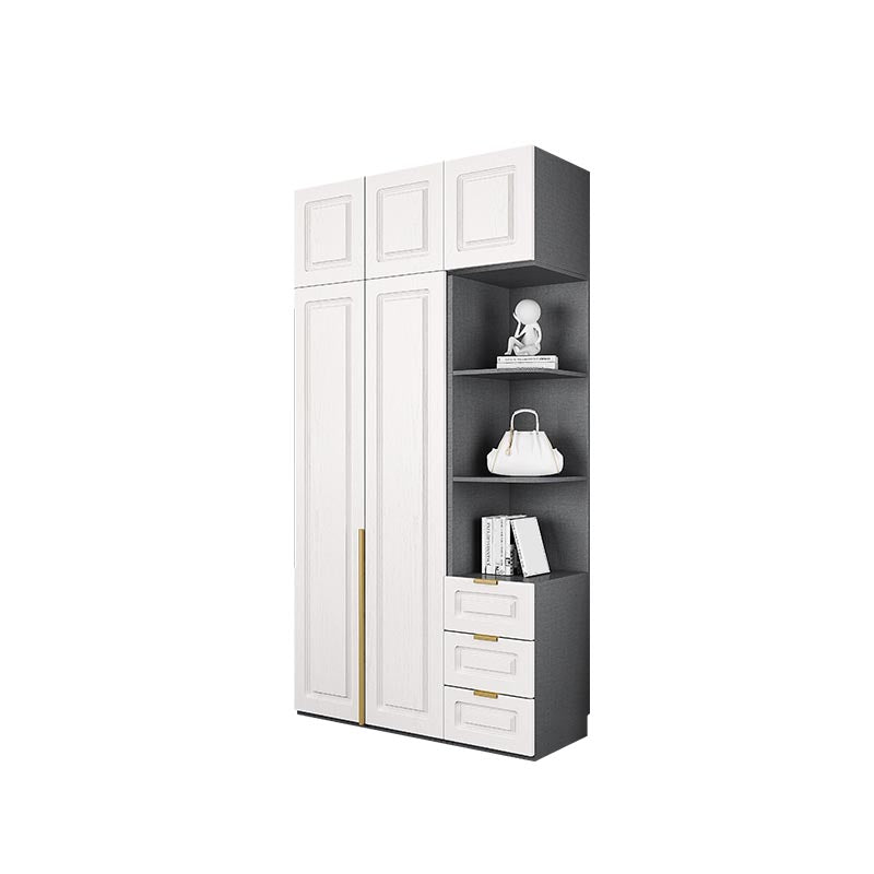 Moderne Kleiderschrank weiße Farbe Holzgarderobe Kleiderschrank mit Schublade