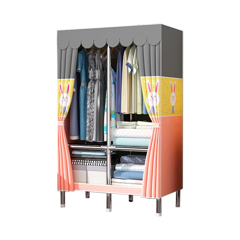 Contemporary Wardrobe Armoire Metal Wardrobe Closet for Bedroom 33"L x 18"W x 67"H Orange Yellow Clearhalo 'Armoires & Wardrobes' 'armoires_wardrobes' 'Bedroom Furniture' 'furn' 'furn_armoires_wardrobes' 'Furniture' 5913229