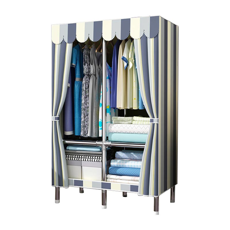 Contemporary Wardrobe Armoire Metal Wardrobe Closet for Bedroom 33"L x 18"W x 67"H White Grey Blue Clearhalo 'Armoires & Wardrobes' 'armoires_wardrobes' 'Bedroom Furniture' 'furn' 'furn_armoires_wardrobes' 'Furniture' 5913234