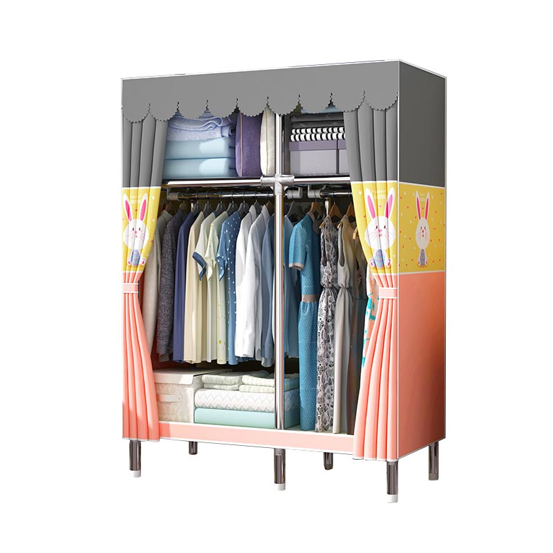 Contemporary Wardrobe Armoire Metal Wardrobe Closet for Bedroom 43"L x 18"W x 67"H Orange Yellow Clearhalo 'Armoires & Wardrobes' 'armoires_wardrobes' 'Bedroom Furniture' 'furn' 'furn_armoires_wardrobes' 'Furniture' 5913237