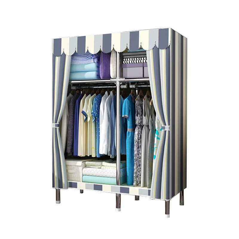 Contemporary Wardrobe Armoire Metal Wardrobe Closet for Bedroom 43"L x 18"W x 67"H White Grey Blue Clearhalo 'Armoires & Wardrobes' 'armoires_wardrobes' 'Bedroom Furniture' 'furn' 'furn_armoires_wardrobes' 'Furniture' 5913242