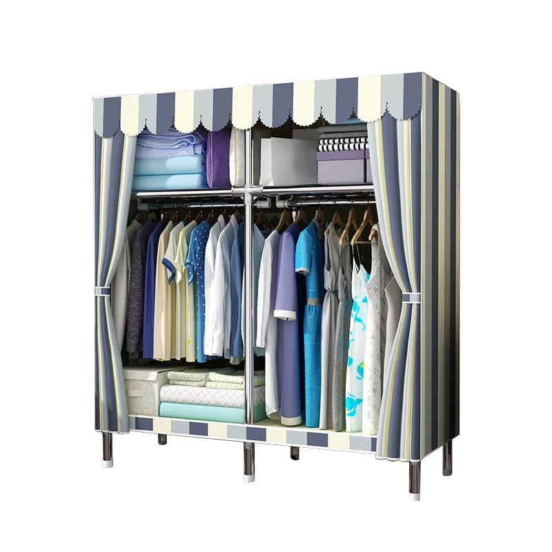 Contemporary Wardrobe Armoire Metal Wardrobe Closet for Bedroom 51"L x 18"W x 67"H White Grey Blue Clearhalo 'Armoires & Wardrobes' 'armoires_wardrobes' 'Bedroom Furniture' 'furn' 'furn_armoires_wardrobes' 'Furniture' 5913250
