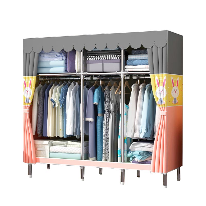 Contemporary Wardrobe Armoire Metal Wardrobe Closet for Bedroom 59"L x 18"W x 67"H Orange Yellow Clearhalo 'Armoires & Wardrobes' 'armoires_wardrobes' 'Bedroom Furniture' 'furn' 'furn_armoires_wardrobes' 'Furniture' 5913253