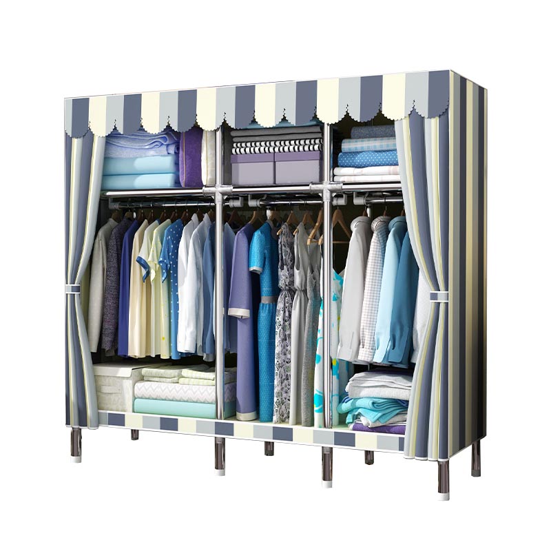 Contemporary Wardrobe Armoire Metal Wardrobe Closet for Bedroom 59"L x 18"W x 67"H White Grey Blue Clearhalo 'Armoires & Wardrobes' 'armoires_wardrobes' 'Bedroom Furniture' 'furn' 'furn_armoires_wardrobes' 'Furniture' 5913257