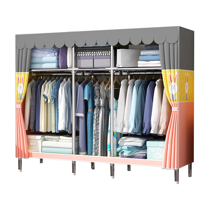Contemporary Wardrobe Armoire Metal Wardrobe Closet for Bedroom 67"L x 18"W x 67"H Orange Yellow Clearhalo 'Armoires & Wardrobes' 'armoires_wardrobes' 'Bedroom Furniture' 'furn' 'furn_armoires_wardrobes' 'Furniture' 5913259