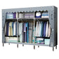 Contemporary Wardrobe Armoire Metal Wardrobe Closet for Bedroom 77"L x 18"W x 67"H Grey Clearhalo 'Armoires & Wardrobes' 'armoires_wardrobes' 'Bedroom Furniture' 'furn' 'furn_armoires_wardrobes' 'Furniture' 5913262