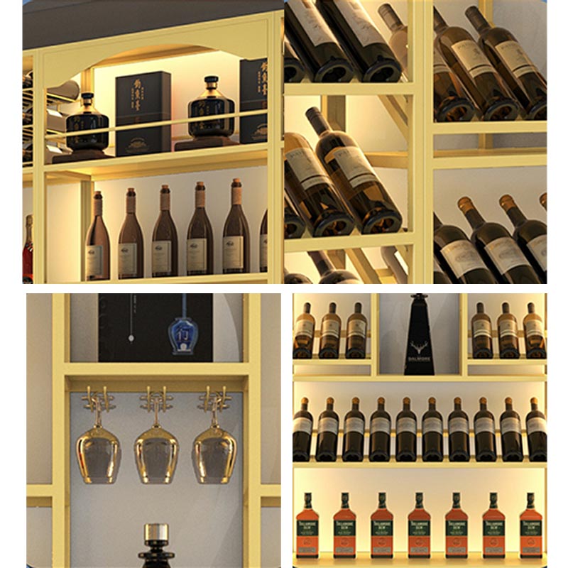 Glam Metal Wine Bottle Rack Floor Bottle Holder for Living Room Clearhalo 'furn' 'furn_wine_racks' 'Furniture' 'Kitchen & Dining Furniture' 'Wine Racks' 'wine_racks' 5913538