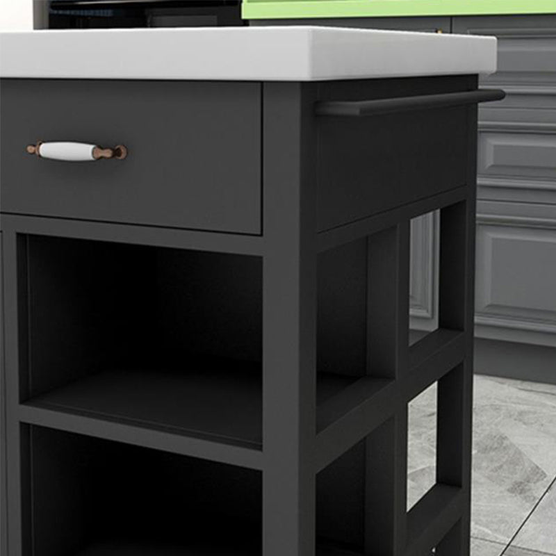 Moderne stijl Rolling Kitchen Cart Marble Kitchen Island Cart met lade