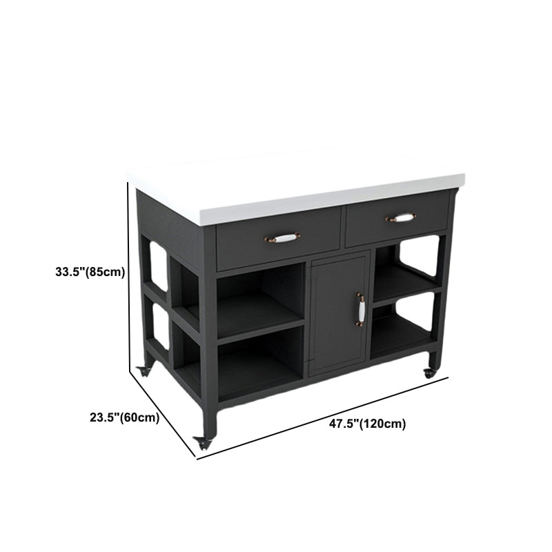 Moderne stijl Rolling Kitchen Cart Marble Kitchen Island Cart met lade