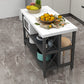 Modern Style Rolling Kitchen Cart Marble Kitchen Island Cart with Open Storage