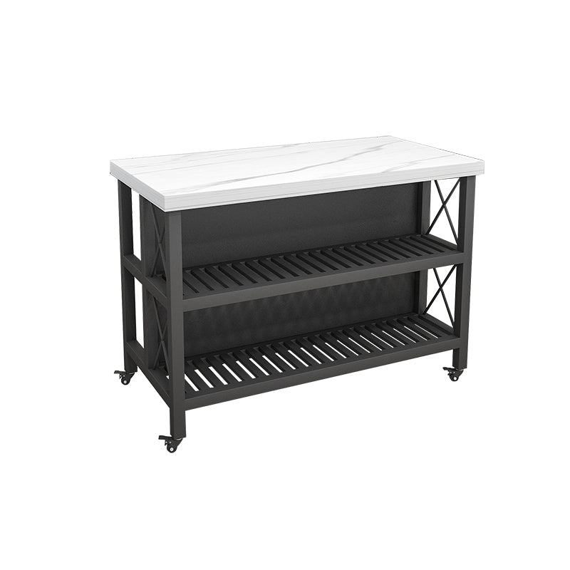 Modern Style Rolling Kitchen Cart Marble Kitchen Island Cart with Open Storage