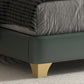 Glam Genuine Leather Solid Color Mattress Includedwith Headboard Bed Frame