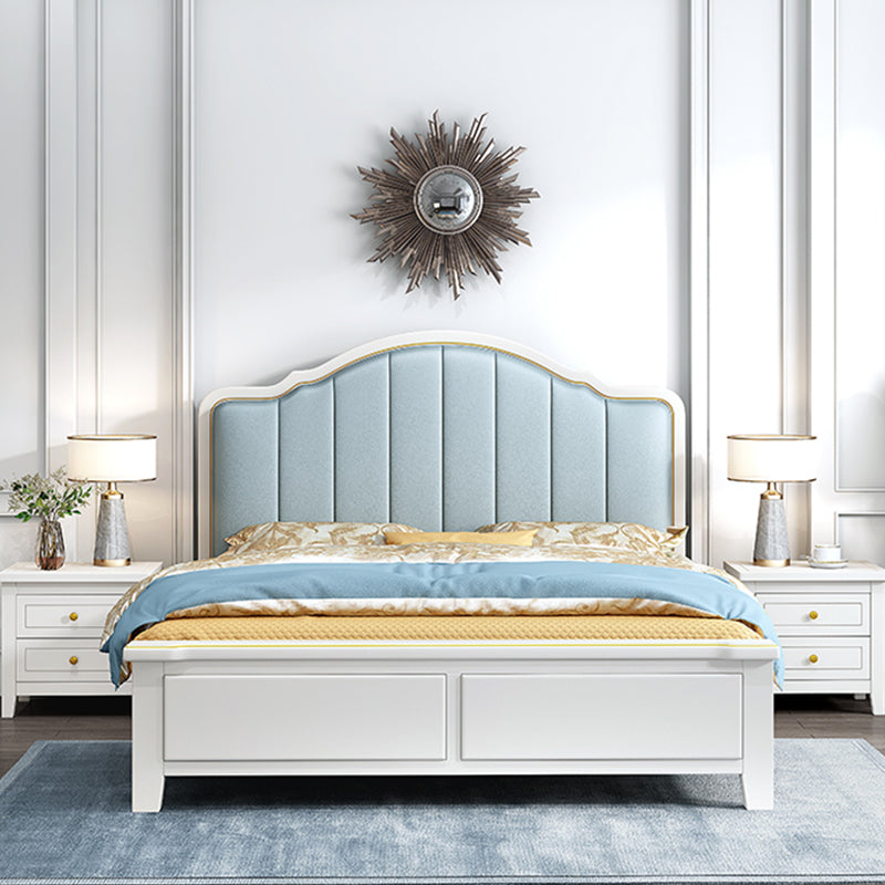 Telaio da letto in pelle con finto letto standard in legno glam con testiera