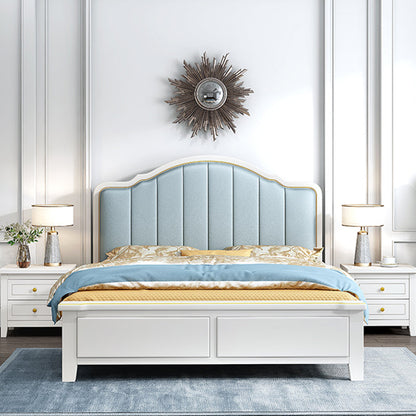 Telaio da letto in pelle con finto letto standard in legno glam con testiera
