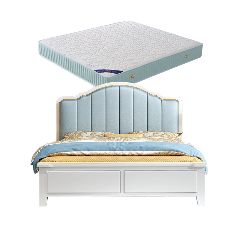 Telaio da letto in pelle con finto letto standard in legno glam con testiera