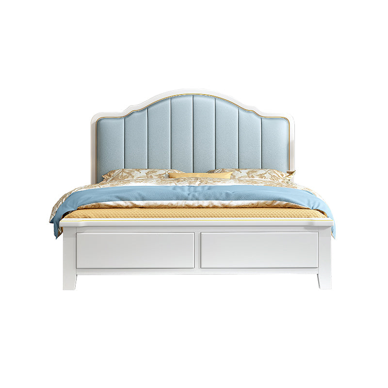 Telaio da letto in pelle con finto letto standard in legno glam con testiera