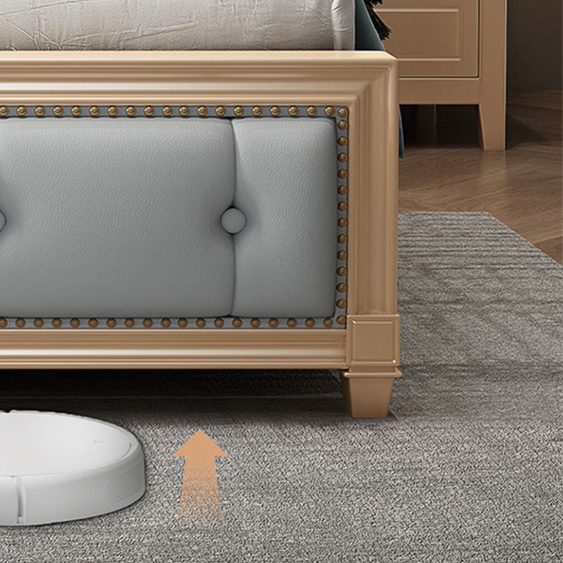 Glam wood Bed Frame Tufted Faux Leather Standard Bed with Headboard Clearhalo 'Bedroom Furniture' 'Beds' 'furn' 'furn_beds' 'Furniture' 5914129