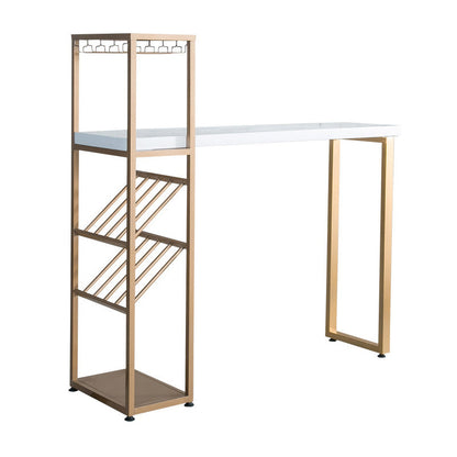 Bar Height Pub Table Glam Rectangle Solid Wood Bar Table with Storage White Without Chairs Clearhalo 'Bar Furniture' 'Bar Tables' 'bar_tables' 'furn' 'furn_bar_tables' 'Furniture' 'Kitchen & Dining Furniture' 5915483