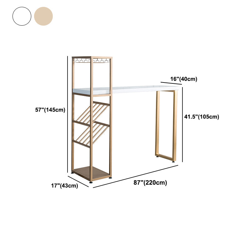 Bar Height Pub Table Glam Rectangle Solid Wood Bar Table with Storage Clearhalo 'Bar Furniture' 'Bar Tables' 'bar_tables' 'furn' 'furn_bar_tables' 'Furniture' 'Kitchen & Dining Furniture' 5915499