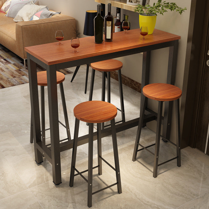 Moderner rechteckiger Bartisch aus Holz, Bistro-Barschreibtisch mit Bockgestell
