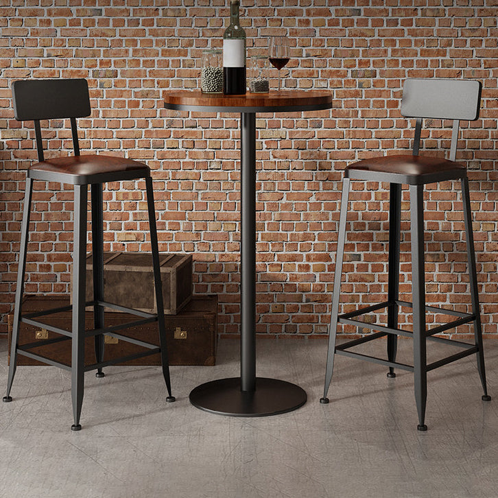 Industrial Style Bar Dining Table Brown Solid Wood Bar Wine Table with ...