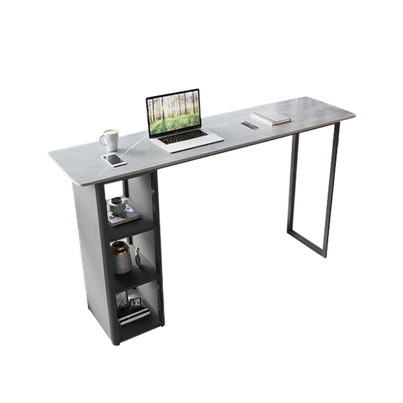 Tavolo da bar in stile moderno in pietra rettangolare barra da bar di bistrot con doppio piedistallo