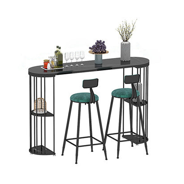 Sintered Stone Bar Table Oval Dining Table for Kitchen Living Room Black Black Clearhalo 'Bar Furniture' 'Bar Tables' 'bar_tables' 'furn' 'furn_bar_tables' 'Furniture' 'Kitchen & Dining Furniture' 5915651