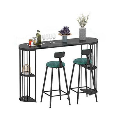 Sintered Stone Bar Table Oval Dining Table for Kitchen Living Room Black Black Clearhalo 'Bar Furniture' 'Bar Tables' 'bar_tables' 'furn' 'furn_bar_tables' 'Furniture' 'Kitchen & Dining Furniture' 5915651