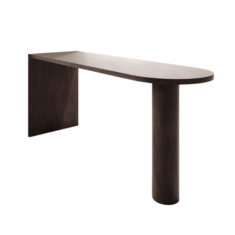 Mesa de bar especial de madera maciza Mesa de pub con altura de barra de pedestal doble marrón