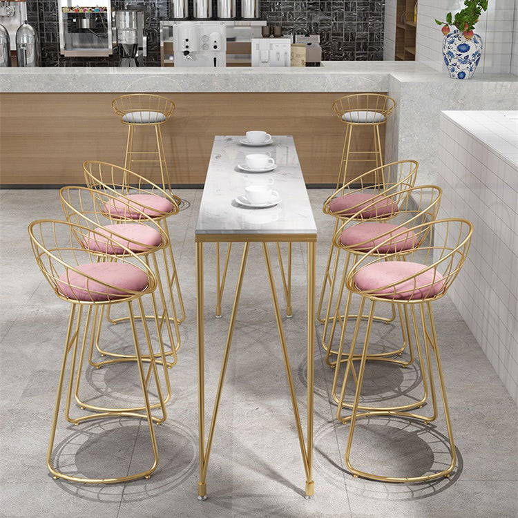 Tavolo da bar rettangolo in stile glam in finta tavolo da vino a 4 gambe