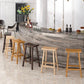 Solid Wood Backless Counter Stool Modern Armless Bar Stool with Wooden Footrest