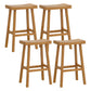 Solid Wood Backless Counter Stool Modern Armless Bar Stool with Wooden Footrest
