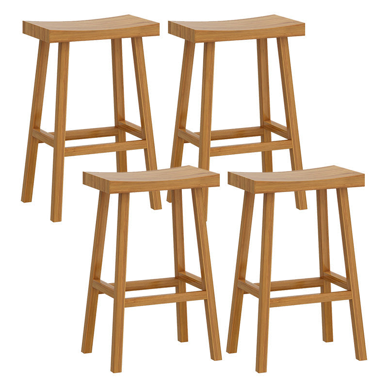 Solid Wood Backless Counter Stool Modern Armless Bar Stool with Wooden Footrest