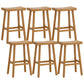 Solid Wood Backless Counter Stool Modern Armless Bar Stool with Wooden Footrest
