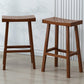 Solid Wood Backless Counter Stool Modern Armless Bar Stool with Wooden Footrest