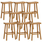 Solid Wood Backless Counter Stool Modern Armless Bar Stool with Wooden Footrest