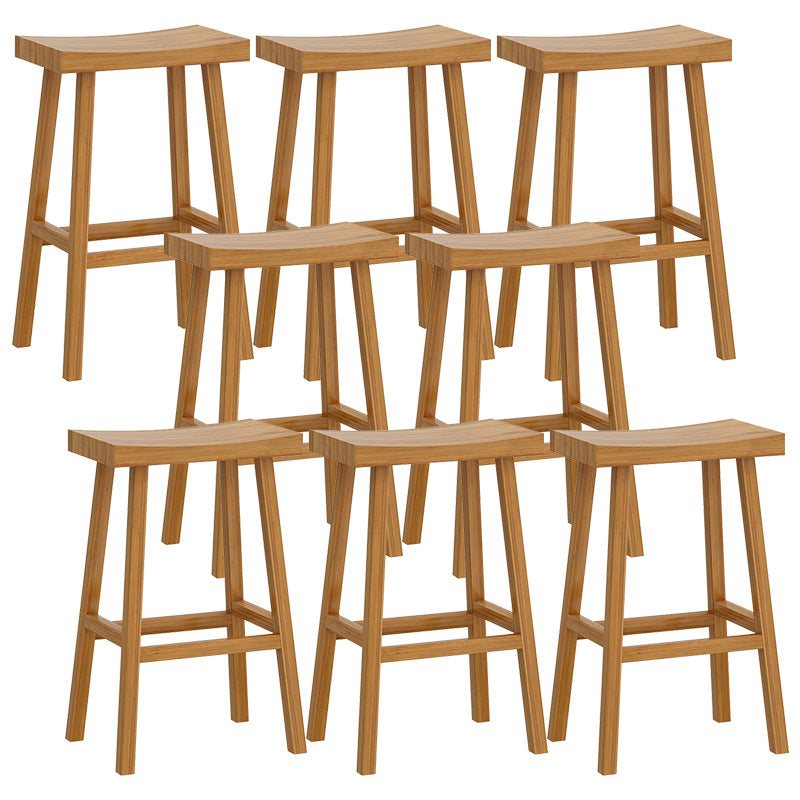 Solid Wood Backless Counter Stool Modern Armless Bar Stool with Wooden Footrest