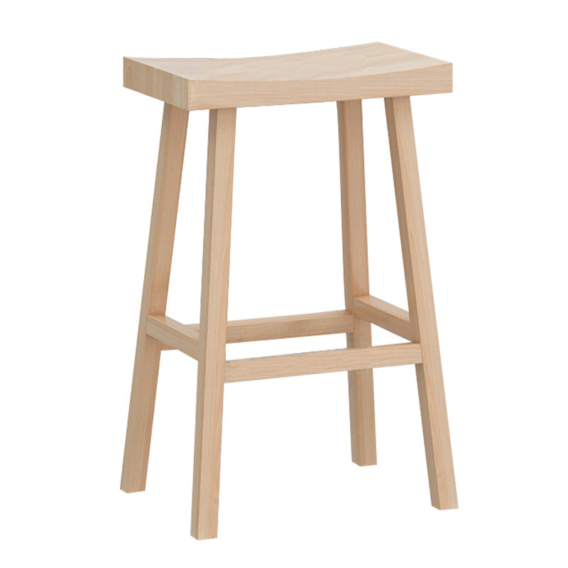 Solid Wood Backless Counter Stool Modern Armless Bar Stool with Wooden Footrest