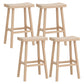 Solid Wood Backless Counter Stool Modern Armless Bar Stool with Wooden Footrest
