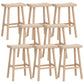 Solid Wood Backless Counter Stool Modern Armless Bar Stool with Wooden Footrest