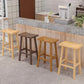 Solid Wood Backless Counter Stool Modern Armless Bar Stool with Wooden Footrest