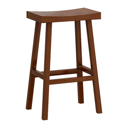 Solid Wood Backless Counter Stool Modern Armless Bar Stool with Wooden Footrest