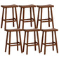 Solid Wood Backless Counter Stool Modern Armless Bar Stool with Wooden Footrest