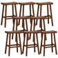 Solid Wood Backless Counter Stool Modern Armless Bar Stool with Wooden Footrest