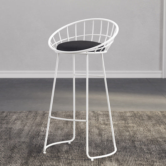Modern Metal Armless Bar Stool Low Back Armless Bar Chair with Metal Legs White 1 Piece