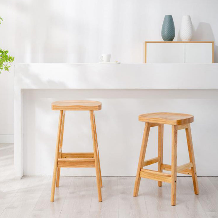 Taburete de madera de goma contemporánea taburete de madera sólida sin respaldo de barra