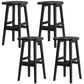 Contemporary Rubberwood Home Stool Solid Wood Backless Barstool