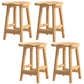 Contemporary Rubberwood Home Stool Solid Wood Backless Barstool