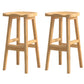 Contemporary Rubberwood Home Stool Solid Wood Backless Barstool